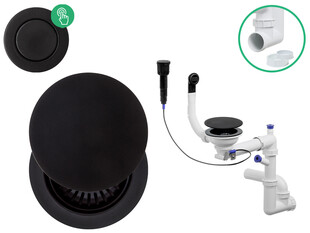 Automaticky sifon šetřící místo (Pop-up) Composite černý s maskovnicou